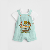 My First Onam - Customized Dungaree Set For Kids - ARCTIC BLUE - 0 - 5 Months Old (Chest 17")