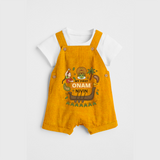 My First Onam - Customized Dungaree Set For Kids - CHROME YELLOW - 0 - 5 Months Old (Chest 17")