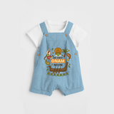 My First Onam - Customized Dungaree Set For Kids - SKY BLUE - 0 - 5 Months Old (Chest 17")