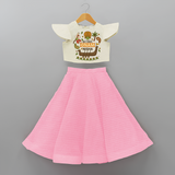 My 1st Onam - Customized Crop Top And Skirt For Girls - PINK - 6 - 9 Months Old (Chest 20" , Frock Waist 20")