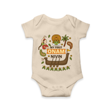 My First Onam - Customized Romper For Kids - IVORY - 0 - 3 Months Old (Chest 16")