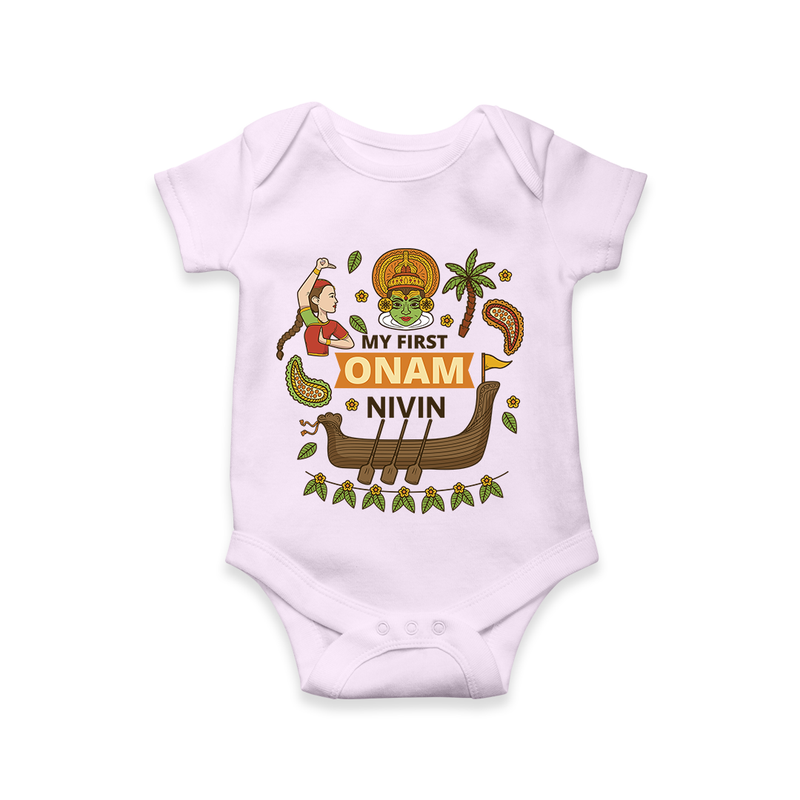 My First Onam - Customized Romper For Kids - LILAC - 0 - 3 Months Old (Chest 16")