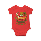 My First Onam - Customized Romper For Kids - RED - 0 - 3 Months Old (Chest 16")