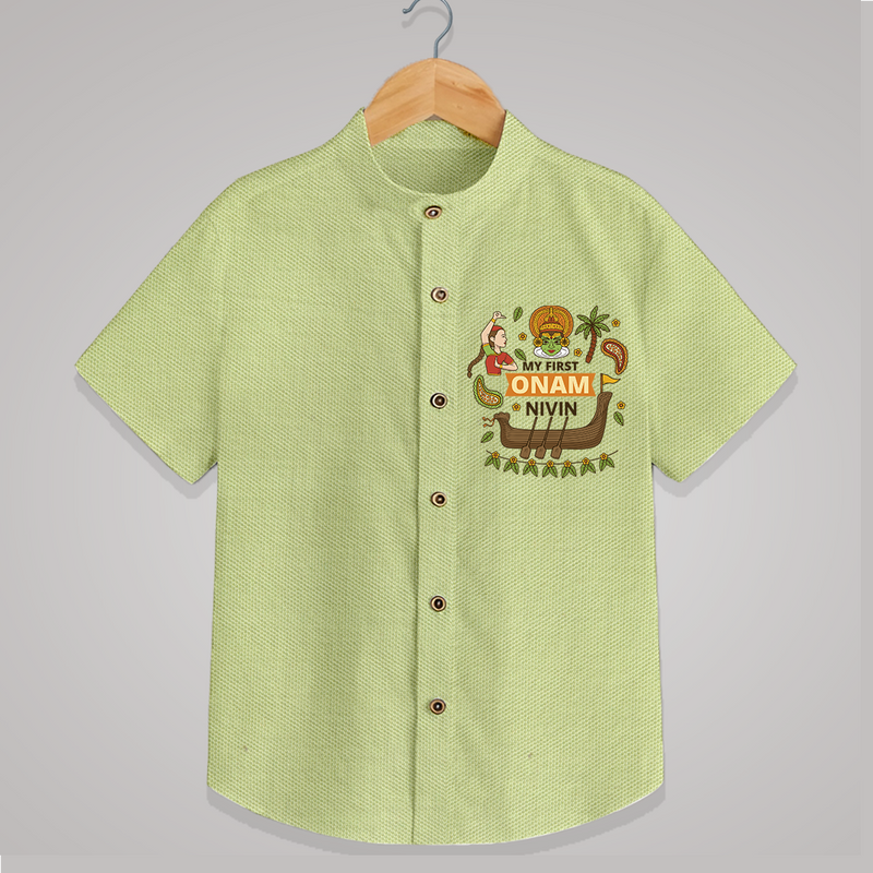 My First Onam - Customized Shirt For Kids - PASTEL GREEN - 0 - 6 Months Old (Chest 23")