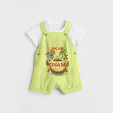 I Can't Keep Calm It's Onam - Customized Dungaree Set For Kids - PASTEL GREEN - 0 - 5 Months Old (Chest 17")