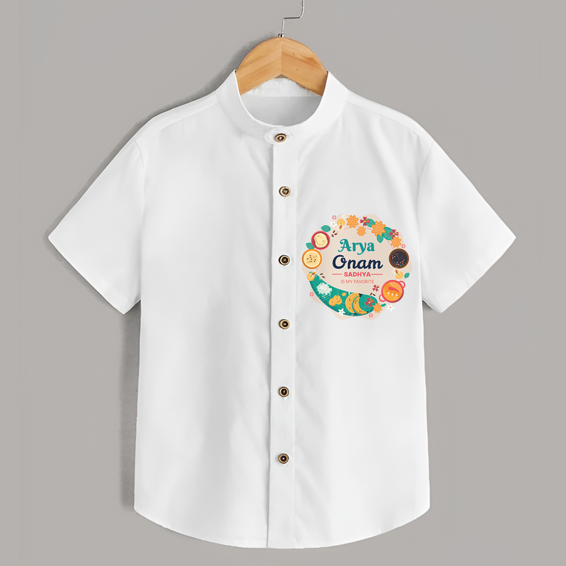 Onam Sadhya Is My Favourite - Customized Shirt For Kids - WHITE - 0 - 6 Months Old (Chest 23")