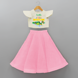 I Am Here For The Food - Customized Crop Top And Skirt For Girls - PINK - 6 - 9 Months Old (Chest 20" , Frock Waist 20")