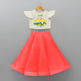 I Am Here For The Food - Customized Crop Top And Skirt For Girls - RED - 6 - 9 Months Old (Chest 20" , Frock Waist 20")