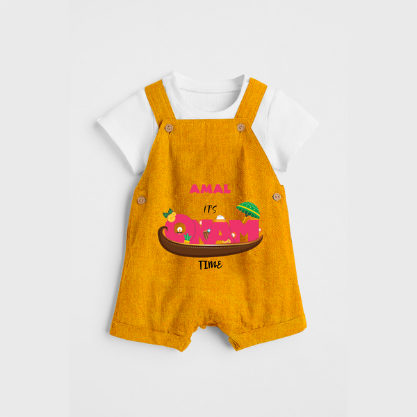 It's Onam Time - Customized Dungaree Set For Kids - CHROME YELLOW - 0 - 5 Months Old (Chest 17")