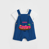 It's Onam Time - Customized Dungaree Set For Kids - COBALT BLUE - 0 - 5 Months Old (Chest 17")