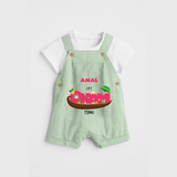 It's Onam Time - Customized Dungaree Set For Kids - MINT GREEN - 0 - 5 Months Old (Chest 17")