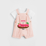 It's Onam Time - Customized Dungaree Set For Kids - PEACH - 0 - 5 Months Old (Chest 17")