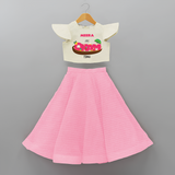 It's Onam Time - Customized Crop Top And Skirt For Girls - PINK - 6 - 9 Months Old (Chest 20" , Frock Waist 20")