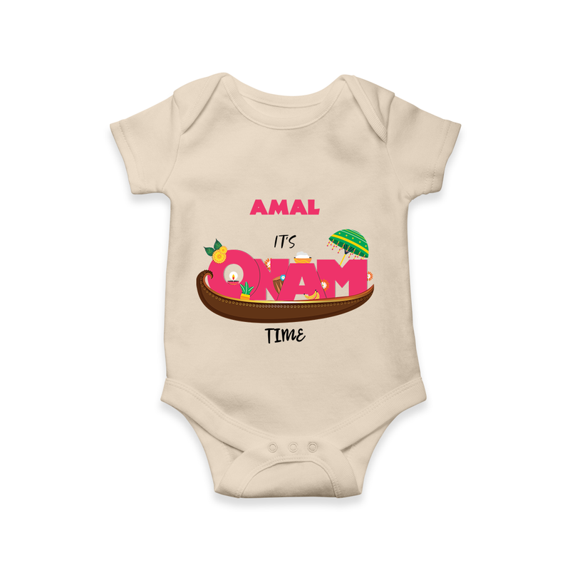 It's Onam Time - Customized Romper For Kids - IVORY - 0 - 3 Months Old (Chest 16")