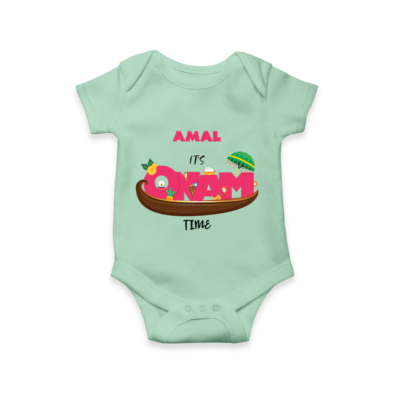 It's Onam Time - Customized Romper For Kids - MINT GREEN - 0 - 3 Months Old (Chest 16")