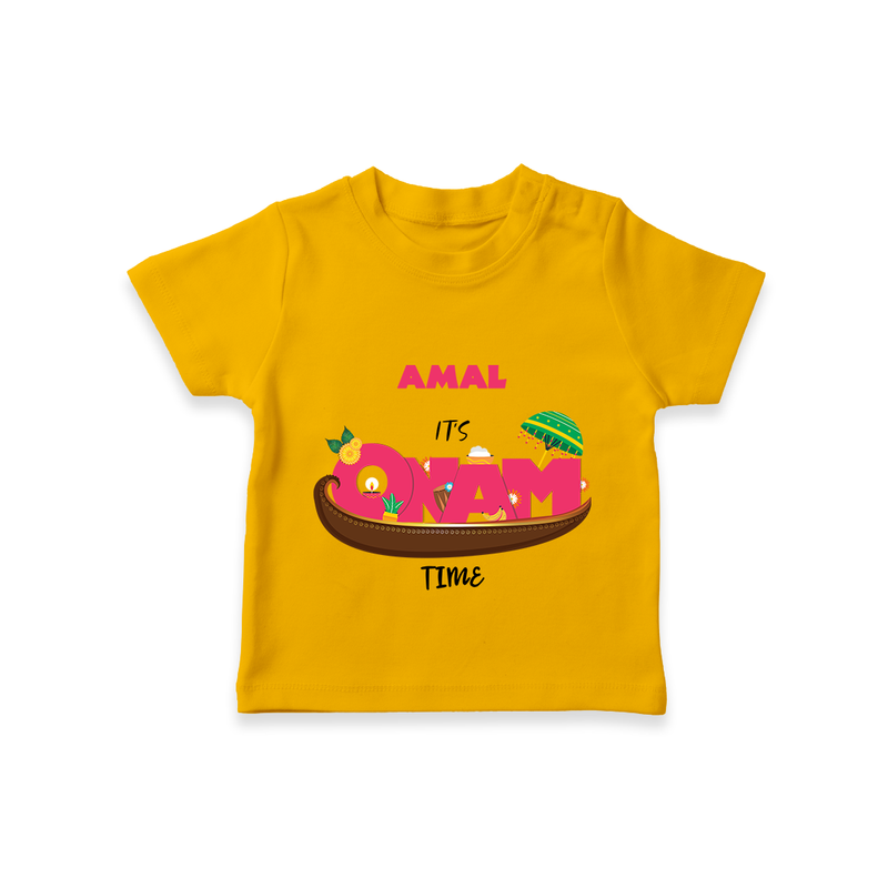 It's Onam Time - Customized TShirt For Kids - CHROME YELLOW - 0-5 Months Old (Chest 17")