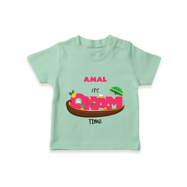 It's Onam Time - Customized TShirt For Kids - MINT GREEN - 0-5 Months Old (Chest 17")