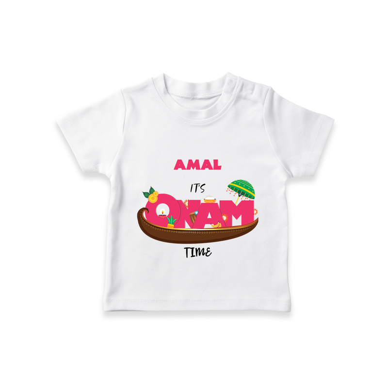 It's Onam Time - Customized TShirt For Kids - WHITE - 0-5 Months Old (Chest 17")