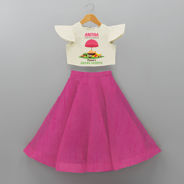 I love The  Flavours of Onam's Grand Sadhya - Customized Crop Top And Skirt For Girls - FUSCHIA - 6 - 9 Months Old (Chest 20" , Frock Waist 20")