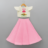 I love The  Flavours of Onam's Grand Sadhya - Customized Crop Top And Skirt For Girls - PINK - 6 - 9 Months Old (Chest 20" , Frock Waist 20")