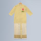 I love The  Flavours of Onam's Grand Sadhya - Customized Kurta And Mundu For Kids - YELLOW - 0-6 Month Old (Chest 24", Kurta Length 14", Dhoti Length 14")