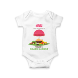 I love The  Flavours of Onam's Grand Sadhya - Customized Romper For Kids - WHITE - 0 - 3 Months Old (Chest 16")