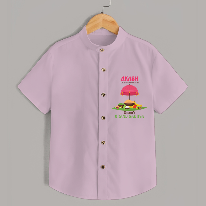 I love The  Flavours of Onam's Grand Sadhya - Customized Shirt For Kids - PINK - 0 - 6 Months Old (Chest 23")