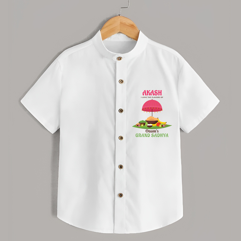 I love The  Flavours of Onam's Grand Sadhya - Customized Shirt For Kids - WHITE - 0 - 6 Months Old (Chest 23")