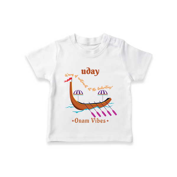 Waves Of Excitement At The Backwaters - Customized TShirt For Kids - WHITE - 0-5 Months Old (Chest 17")