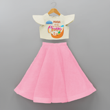 All Set For My First Onam - Customized Crop Top And Skirt For Girls - PINK - 6 - 9 Months Old (Chest 20" , Frock Waist 20")