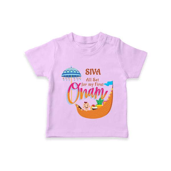 All Set For My First Onam - Customized TShirt For Kids - LILAC - 0-5 Months Old (Chest 17")