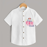 Happy Rakhi - Customized Shirt For Kids - WHITE - 0 - 6 Months Old (Chest 23")