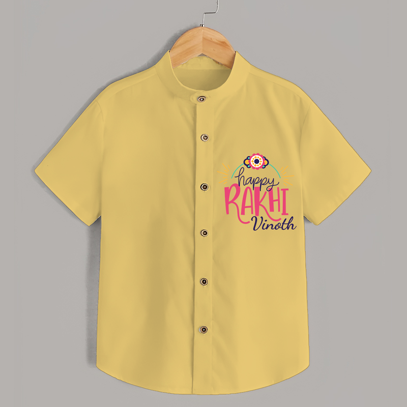 Happy Rakhi - Customized Shirt For Kids - YELLOW - 0 - 6 Months Old (Chest 23")