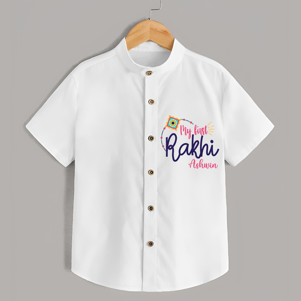 My First Rakhi - Customized Shirt For Kids - WHITE - 0 - 6 Months Old (Chest 23")