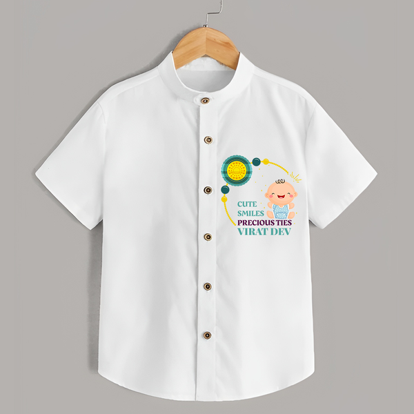 Cute Smiles, Precious Ties - Customized Shirt For Kids - WHITE - 0 - 6 Months Old (Chest 23")