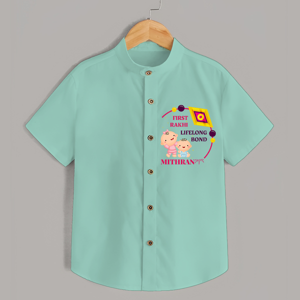 First Rakhi, Lifelong Bond - Customized Shirt For Kids - ARCTIC BLUE - 0 - 6 Months Old (Chest 23")