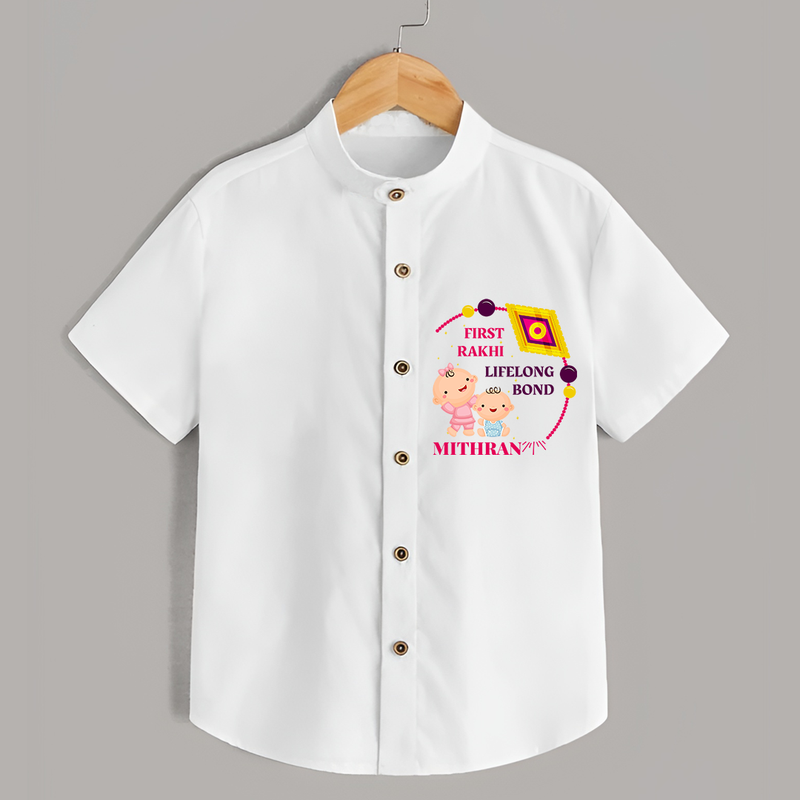 First Rakhi, Lifelong Bond - Customized Shirt For Kids - WHITE - 0 - 6 Months Old (Chest 23")