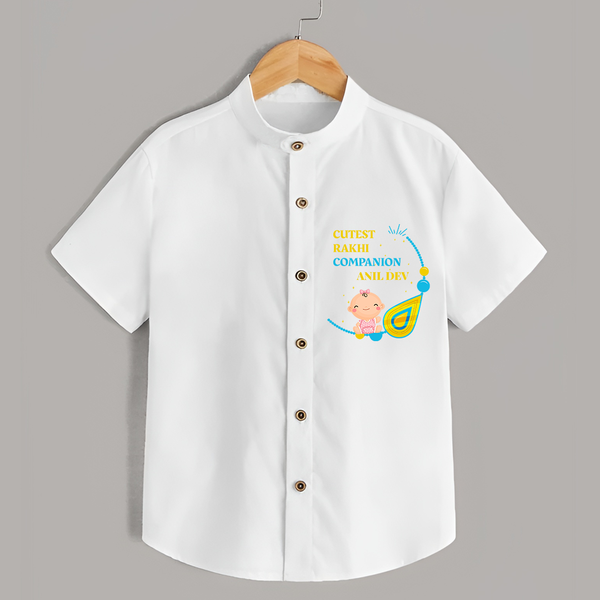 Cutest Rakhi Companion - Customized Shirt For Kids - WHITE - 0 - 6 Months Old (Chest 23")
