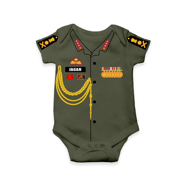 Personalized Indian Army Baby Romper – Custom Name Military Edition