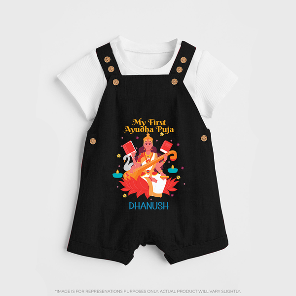 My First Ayudha Puja | Little Blessing Dungaree Set - BLACK - 0 - 5 Months Old (Chest 18")