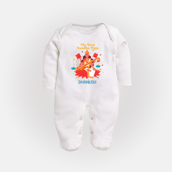 My First Ayudha Puja | Little Blessing Sleep Suit - WHITE - New Born (Chest 7.5")