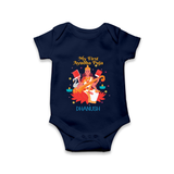 My First Ayudha Puja | Little Blessing Romper - NAVY BLUE - New Born (Chest 14")