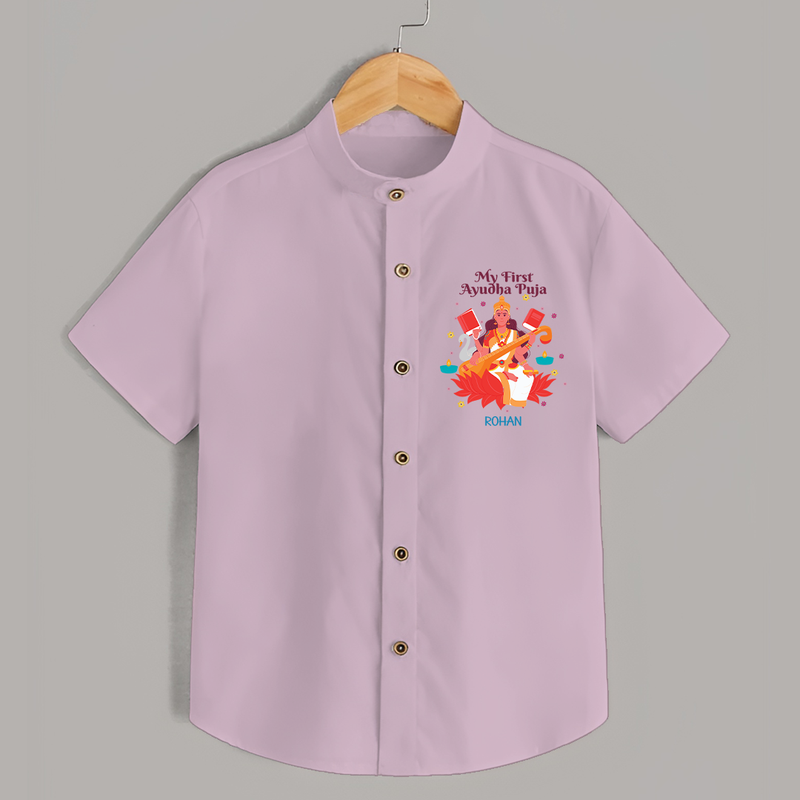 Celebrating the Power of Knowledge and Tools - Customized Ayudha Pooja Themed Shirt For kids - PINK - 0 - 6 Months Old (Chest 23")