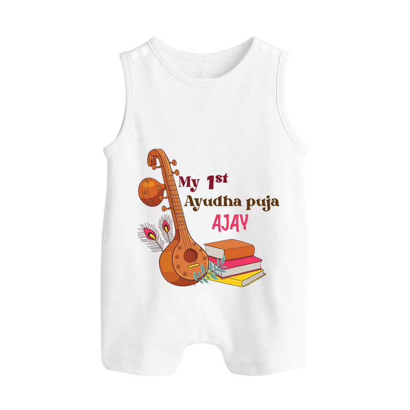 My First Ayudha Puja | Tool Pooja Romper Suit - WHITE - 0 - 5 Months Old (Chest 18")