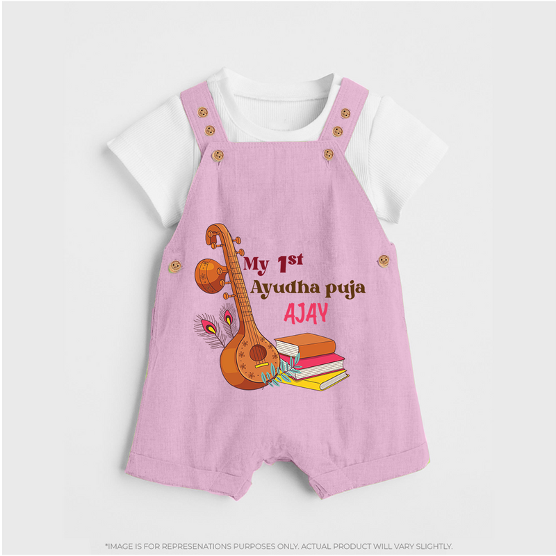 My First Ayudha Puja | Tool Pooja Dungaree Set - BABY PINK - 0 - 5 Months Old (Chest 18")