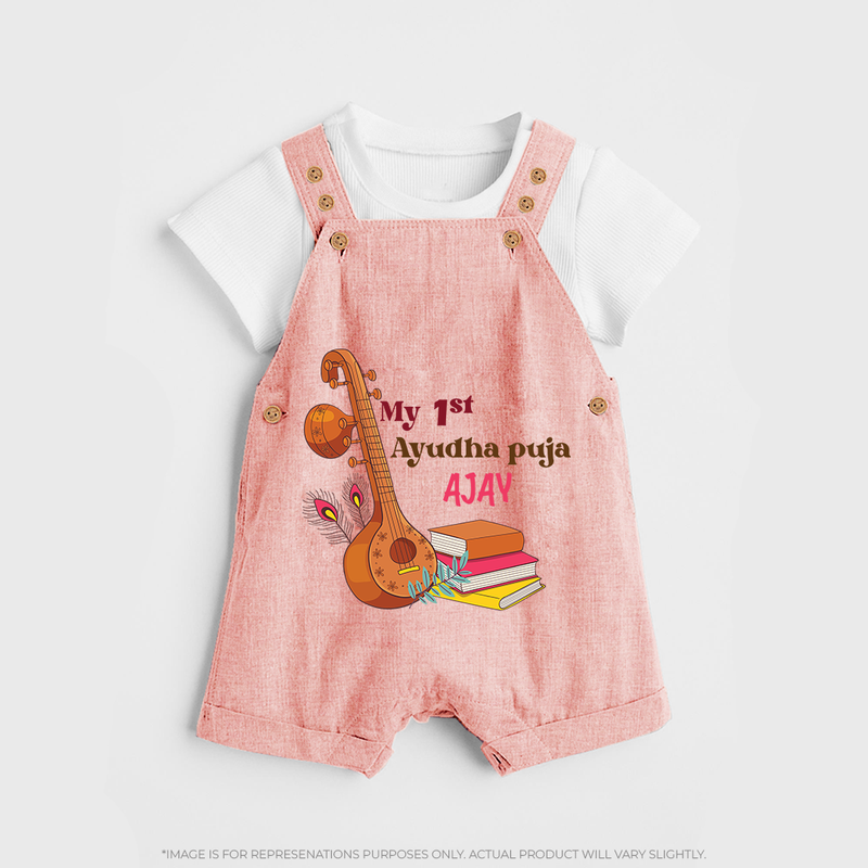 My First Ayudha Puja | Tool Pooja Dungaree Set - PEACH - 0 - 5 Months Old (Chest 18")
