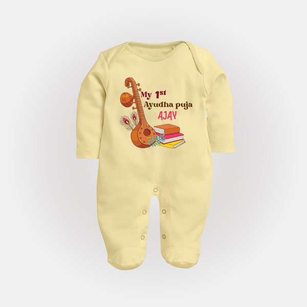 My First Ayudha Puja | Tool Pooja Sleep Suit - PASTEL YELLOW - New Born (Chest 7.5")
