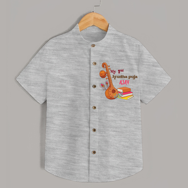 My First Ayudha Puja | Tool Pooja Shirt - GREY - 0 - 6 Months Old (Chest 23")