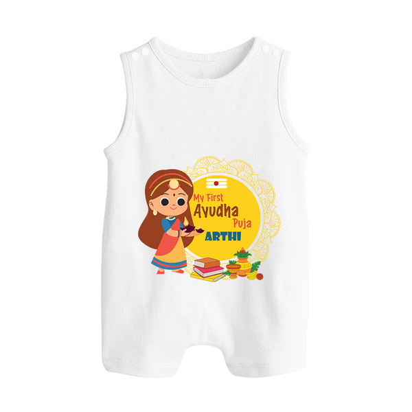 My First Ayudha Puja | Tiny Traditions Romper Suit - WHITE - 0 - 5 Months Old (Chest 18")