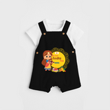 A Celebration of Skill, Tools, and Prosperity - Customized Ayudha Pooja Themed Dungaree Set For kids - BLACK - 0 - 5 Months Old (Chest 18")